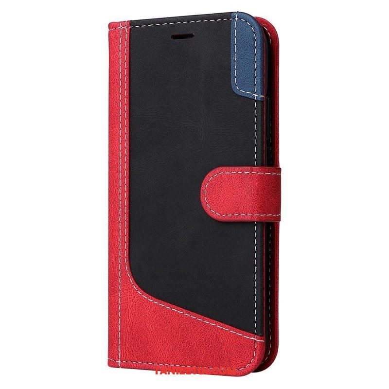 Etui Folio do iPhone 14 Pro Max z Łańcuch Trójkolorowy Pasek