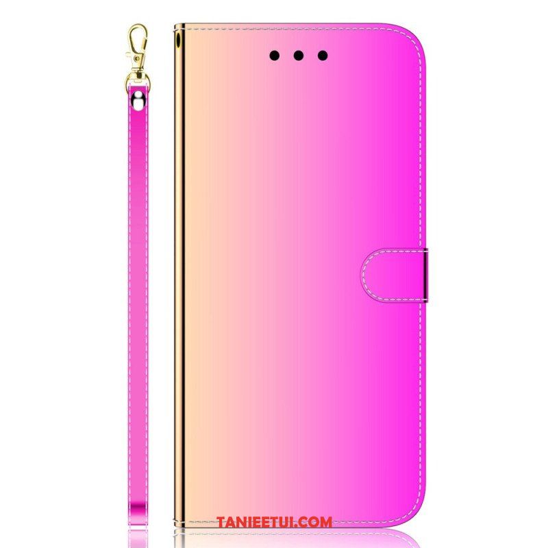 Etui Folio do iPhone 14 Pro Osłona Lusterka Ze Sztucznej Skóry