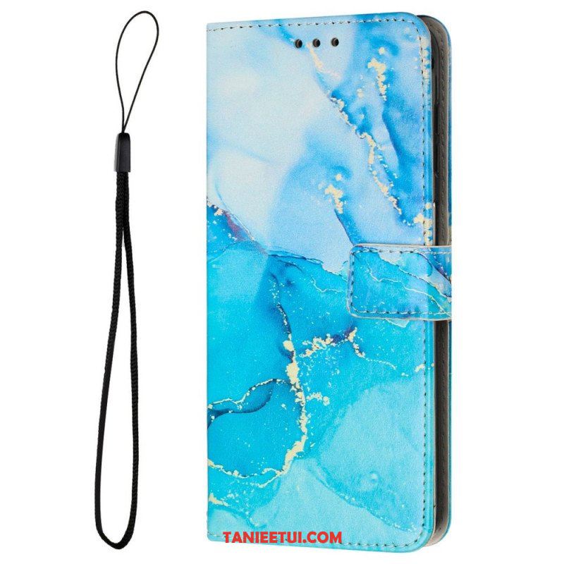 Etui Folio do iPhone 14 z Łańcuch Pasek Marmuru