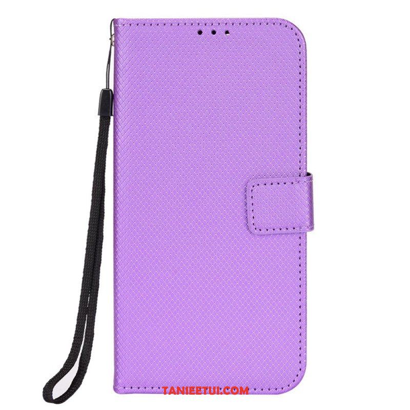 Etui Folio do iPhone 14 z Łańcuch Stylowa Sztuczna Skóra Z Paskami