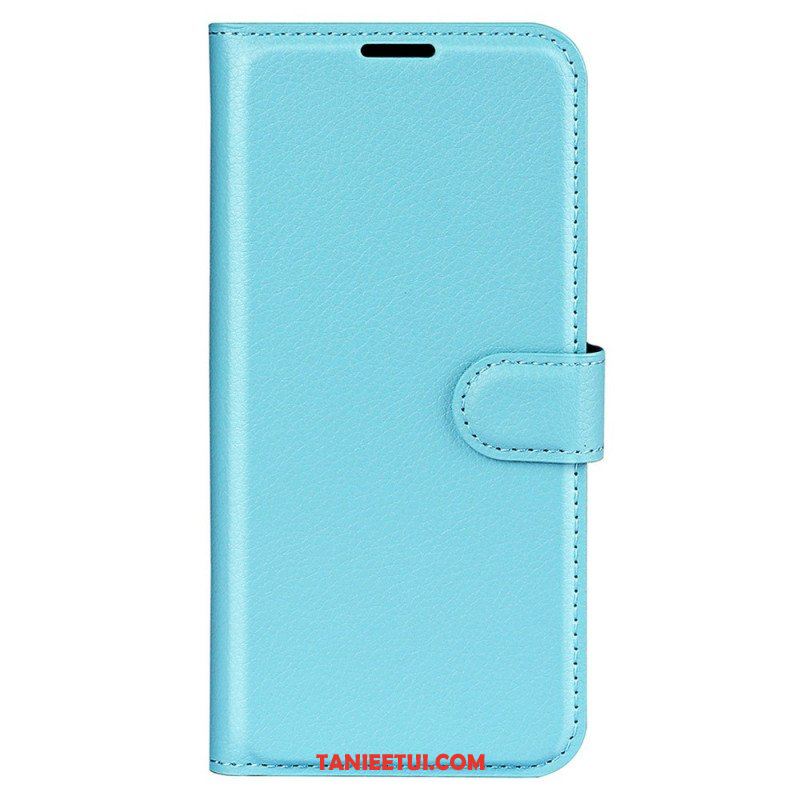 Etui Folio do iPhone 15 Klasyczna Sztuczna Skóra Litchi