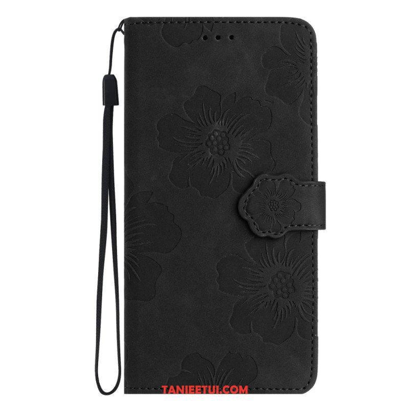 Etui Folio do iPhone 15 Nadruk Kwiatowy