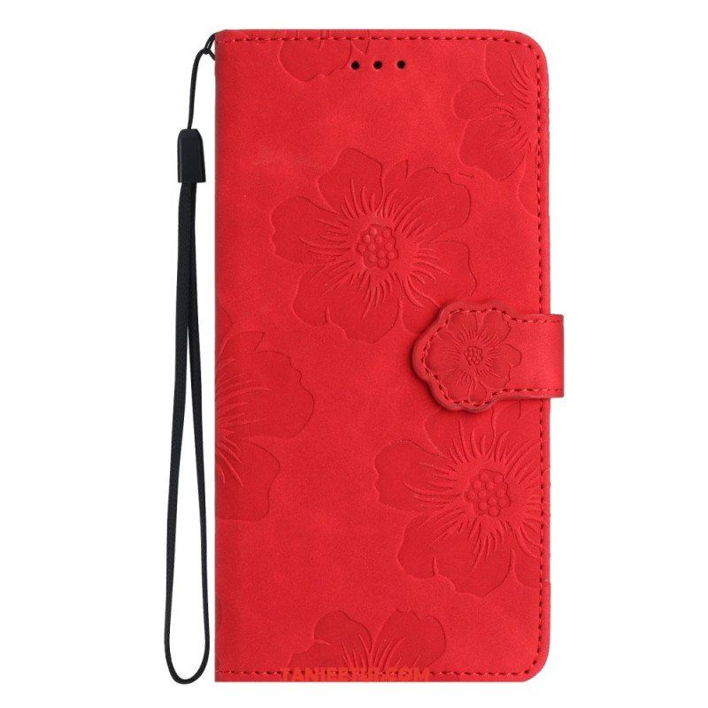 Etui Folio do iPhone 15 Nadruk Kwiatowy