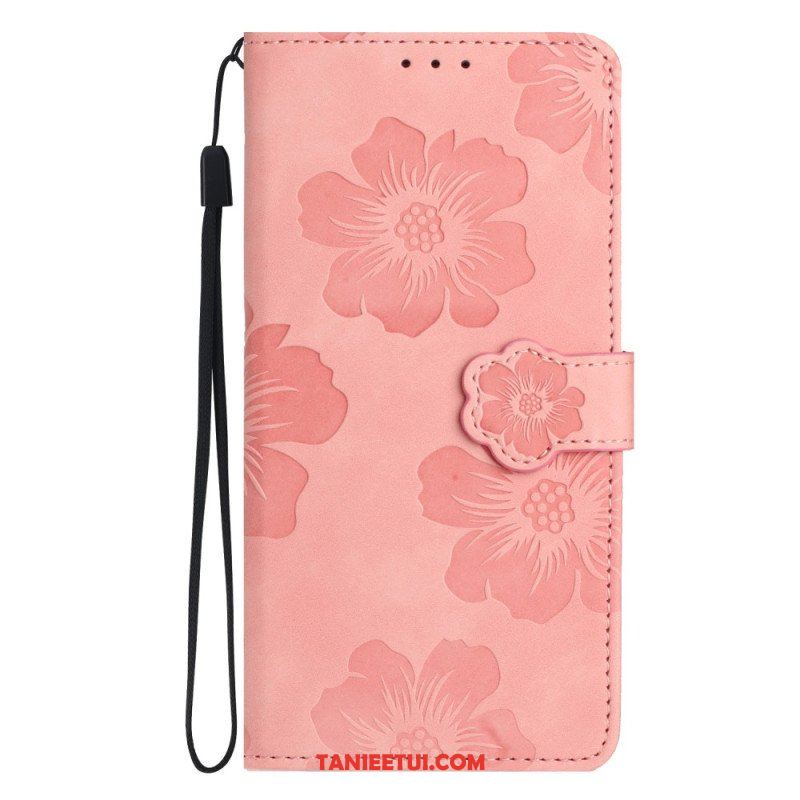 Etui Folio do iPhone 15 Nadruk Kwiatowy