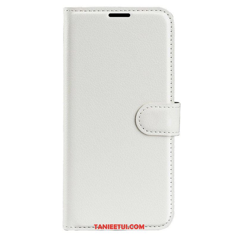 Etui Folio do iPhone 15 Plus Klasyczna Sztuczna Skóra Litchi