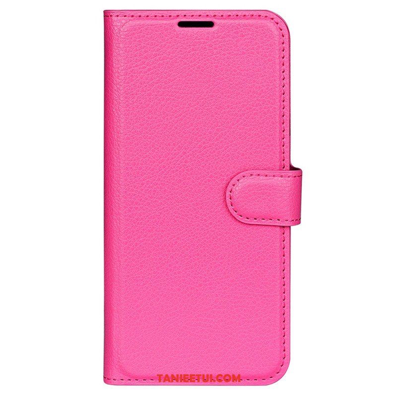 Etui Folio do iPhone 15 Plus Klasyczna Sztuczna Skóra Litchi