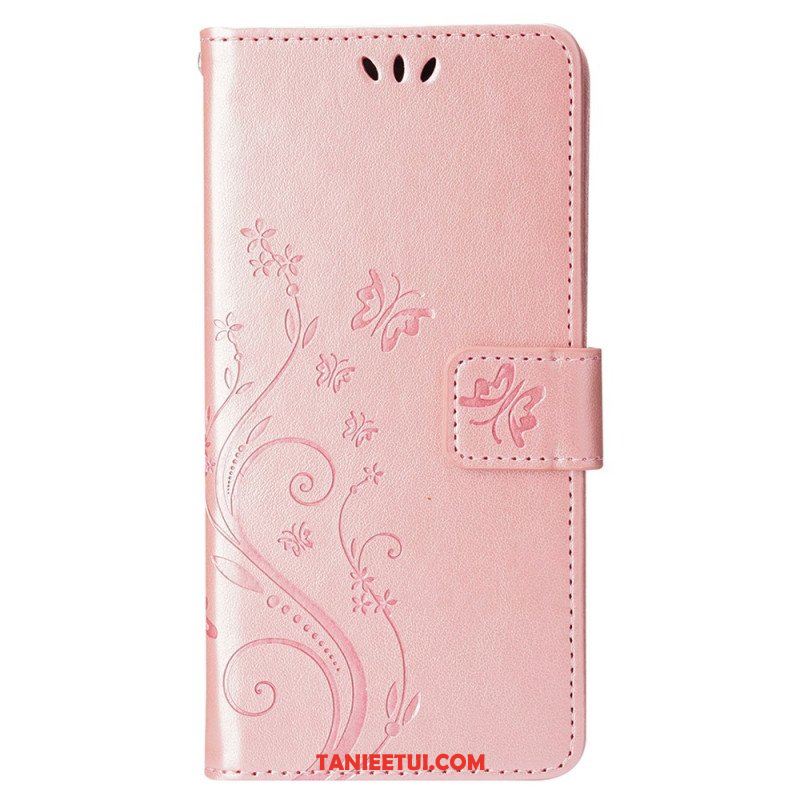 Etui Folio do iPhone 15 Plus Kwiaty I Motyle