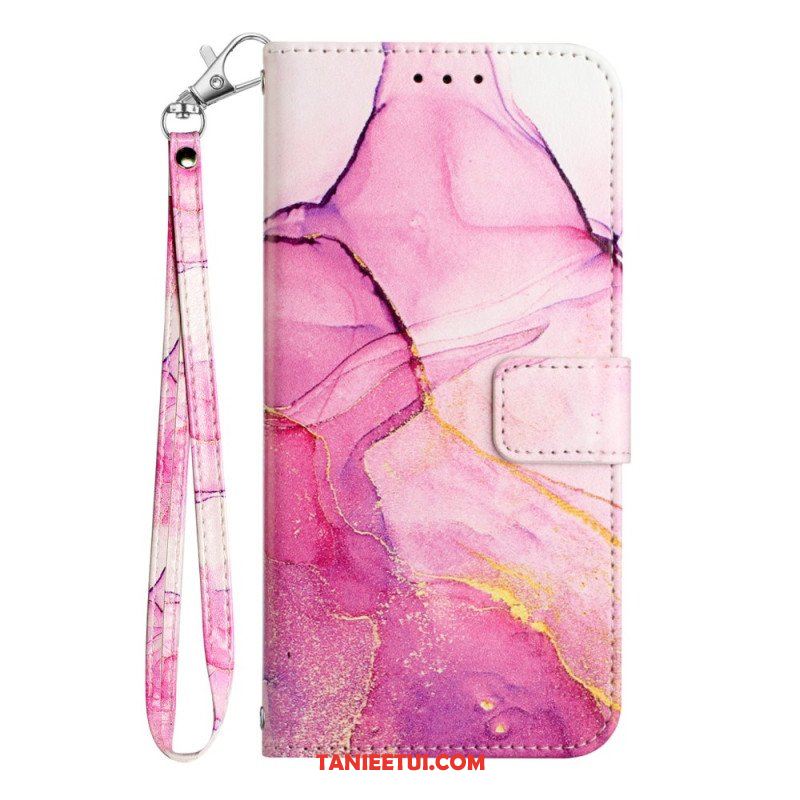 Etui Folio do iPhone 15 Plus Marmur Ze Smyczą