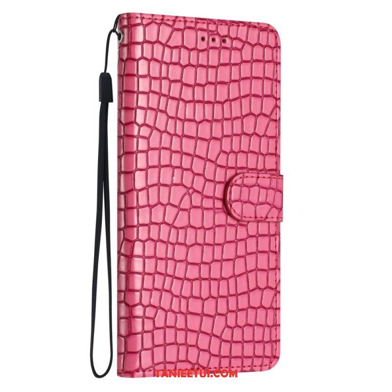 Etui Folio do iPhone 15 Plus Styl Krokodyla Z Paskiem