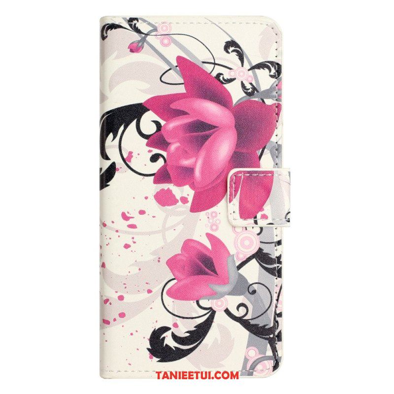 Etui Folio do iPhone 15 Plus Tropikalne Kwiaty