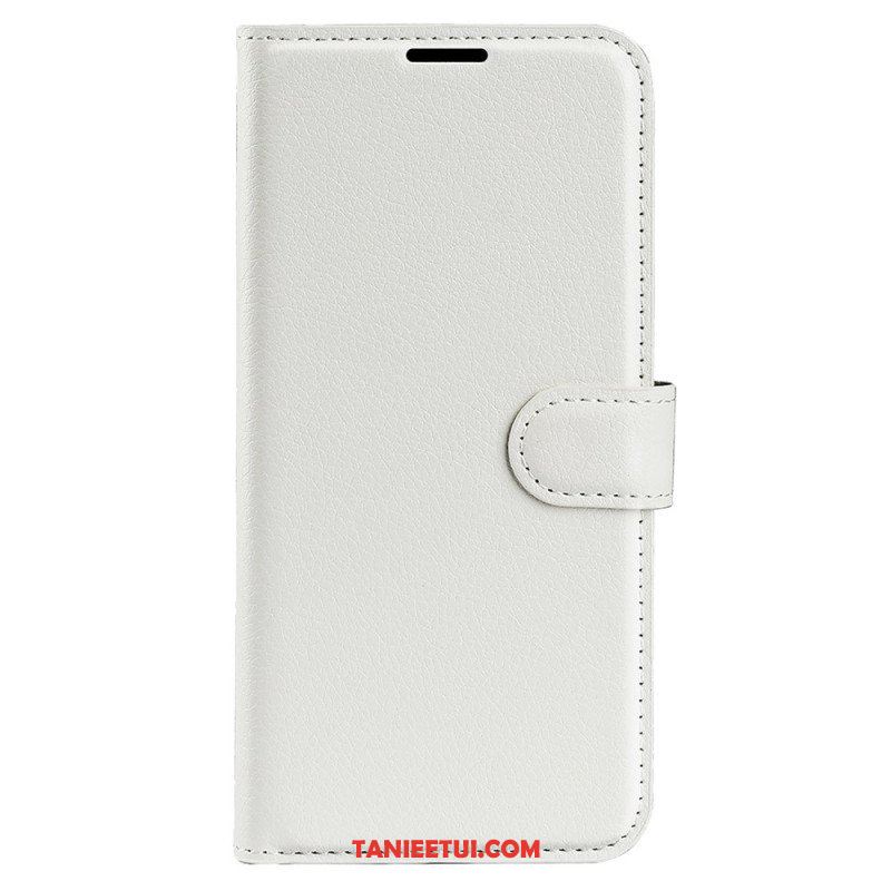 Etui Folio do iPhone 15 Pro Klasyczna Sztuczna Skóra Litchi