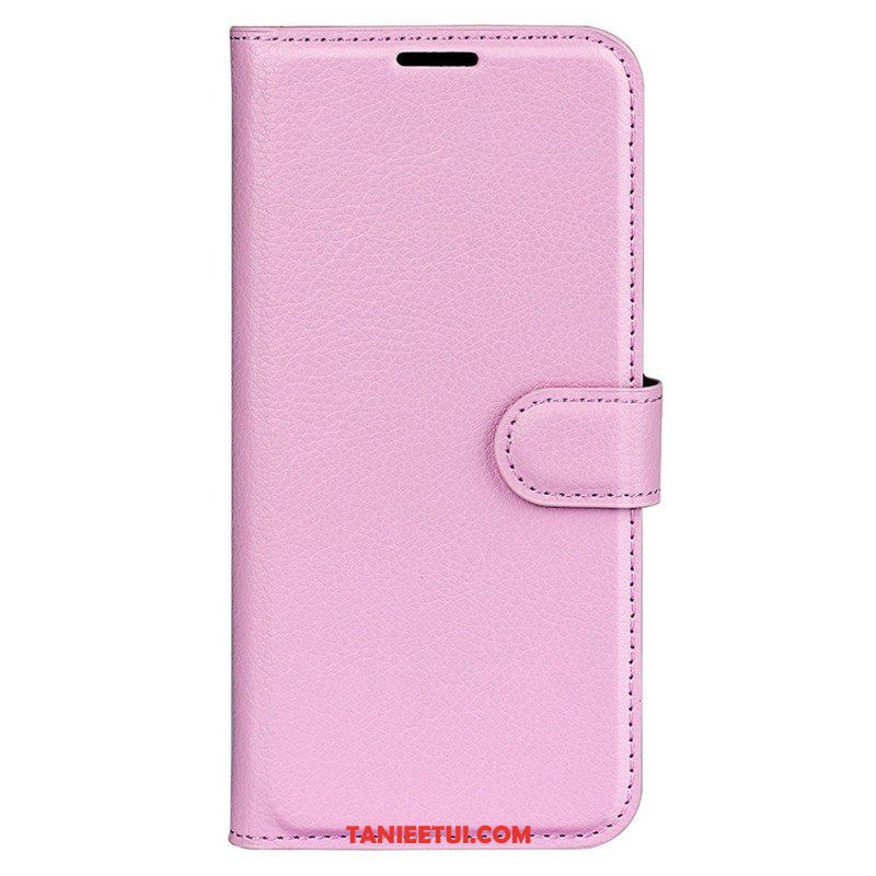 Etui Folio do iPhone 15 Pro Klasyczna Sztuczna Skóra Litchi