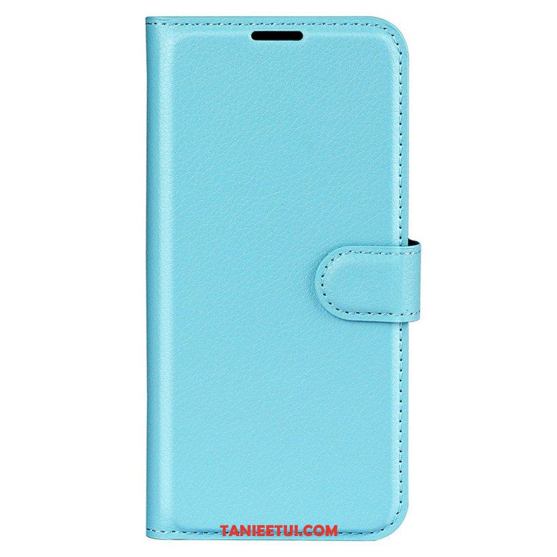 Etui Folio do iPhone 15 Pro Klasyczna Sztuczna Skóra Litchi