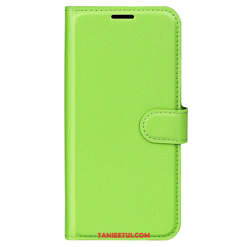 Etui Folio do iPhone 15 Pro Klasyczna Sztuczna Skóra Litchi