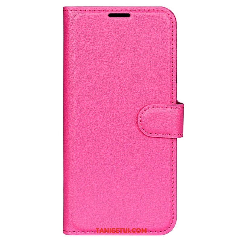 Etui Folio do iPhone 15 Pro Max Klasyczna Sztuczna Skóra Litchi