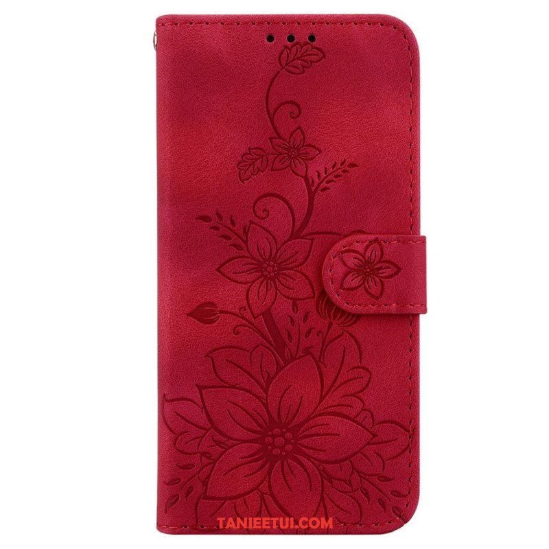 Etui Folio do iPhone 15 Pro Max z Łańcuch Kwiatowy Pasek