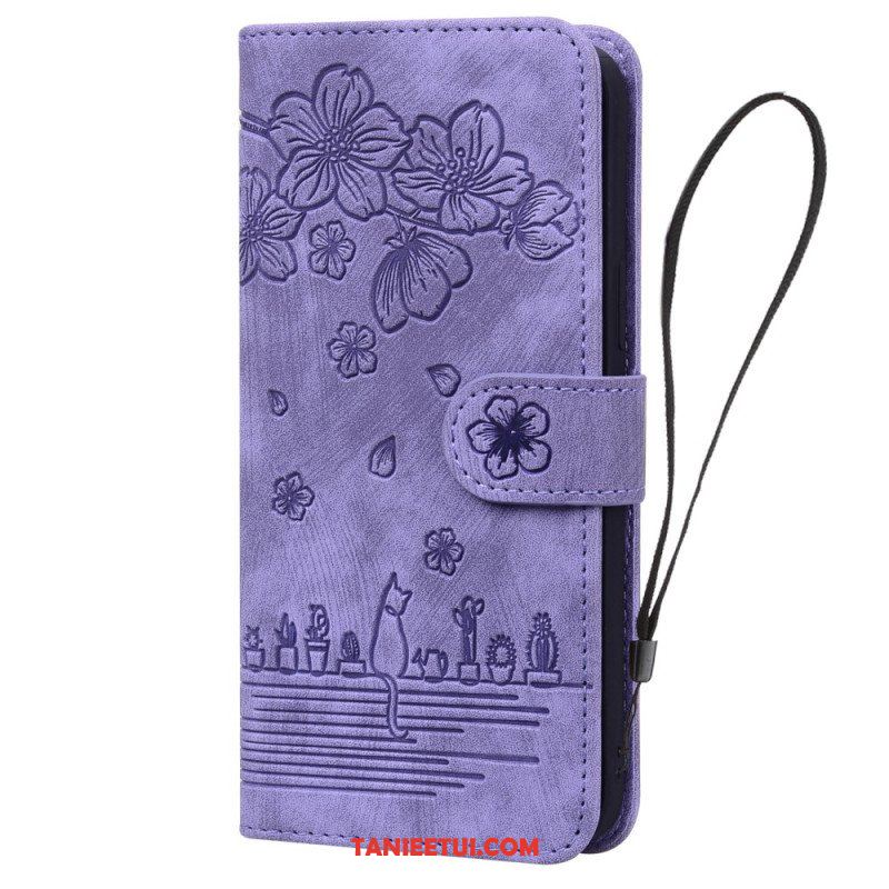 Etui Folio do iPhone 15 Pro Max z Łańcuch Stringi Cat Daydream