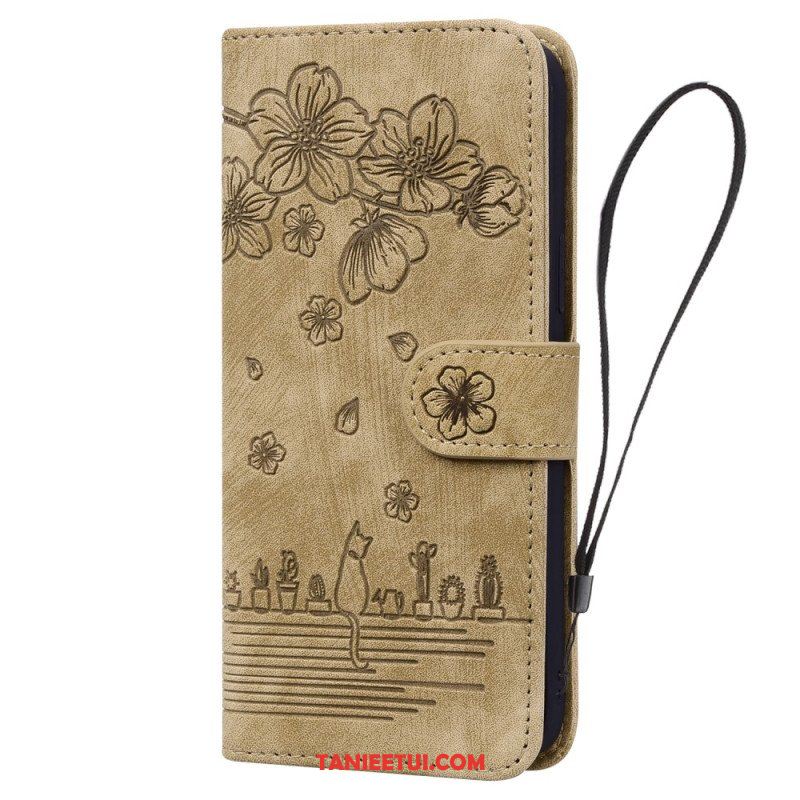 Etui Folio do iPhone 15 Pro Max z Łańcuch Stringi Cat Daydream