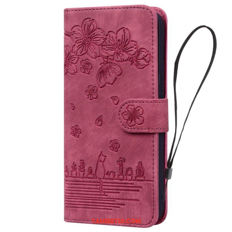 Etui Folio do iPhone 15 Pro Max z Łańcuch Stringi Cat Daydream