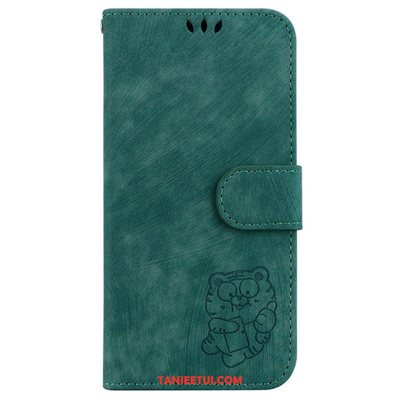 Etui Folio do iPhone 15 Pro Słodki Tygrys