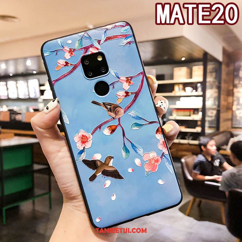 Etui Huawei Mate 20 All Inclusive Vintage Kwiatowa, Futerał Huawei Mate 20 Wiszące Ozdoby Niebieski Ochraniacz