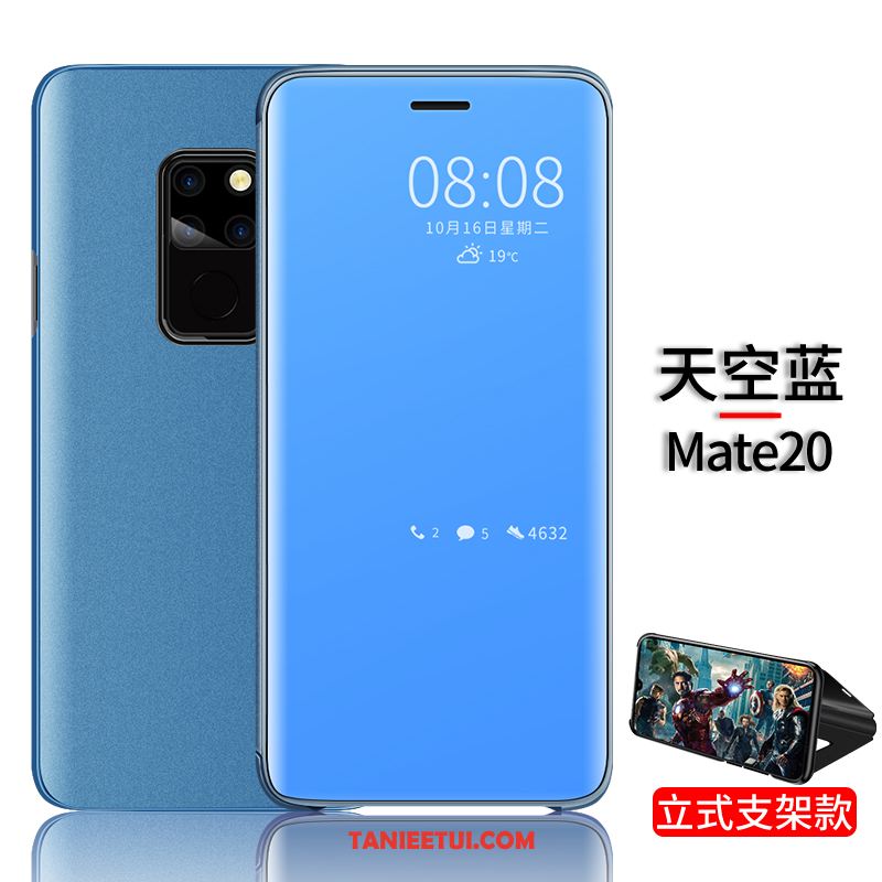 Etui Huawei Mate 20 Cienka Niebieski Anti-fall, Obudowa Huawei Mate 20 Czerwony Netto Skórzany Futerał Ochraniacz