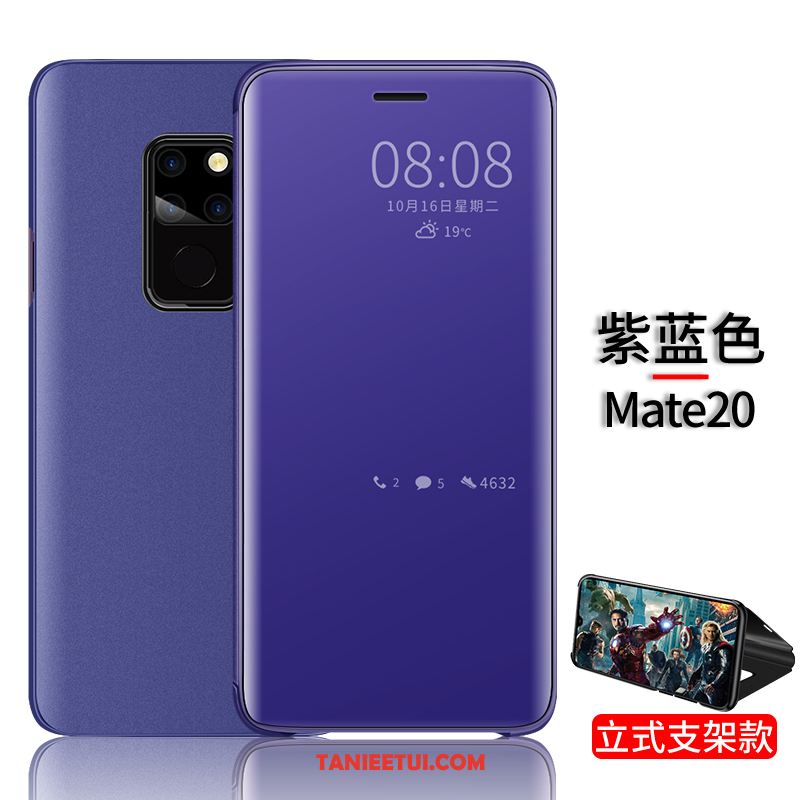 Etui Huawei Mate 20 Cienka Niebieski Anti-fall, Obudowa Huawei Mate 20 Czerwony Netto Skórzany Futerał Ochraniacz