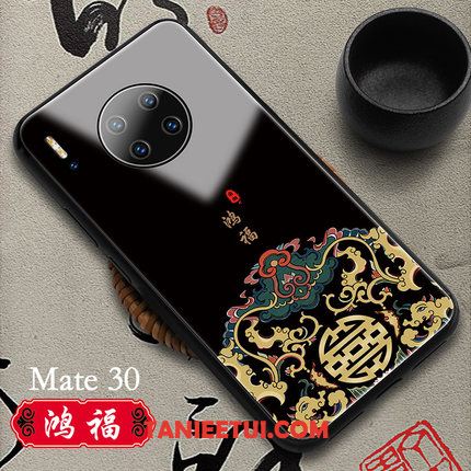 Etui Huawei Mate 30 Biały Szkło Oryginalne, Pokrowce Huawei Mate 30 Chiński Styl Telefon Komórkowy