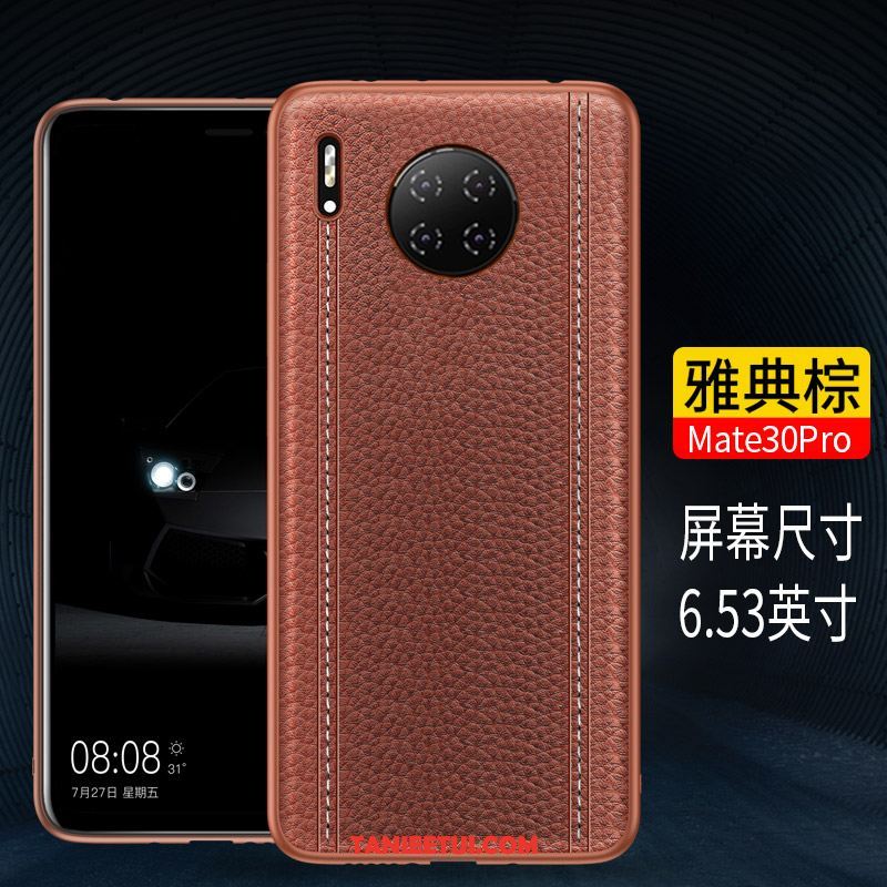 Etui Huawei Mate 30 Pro All Inclusive Ochraniacz Prawdziwa Skóra, Obudowa Huawei Mate 30 Pro Telefon Komórkowy Czarny Wysoki Koniec