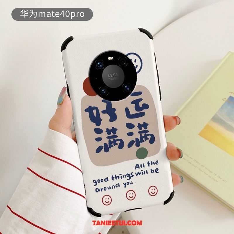Etui Huawei Mate 40 Pro Ochraniacz Biały Relief, Futerał Huawei Mate 40 Pro Silikonowe Kreatywne Miękki