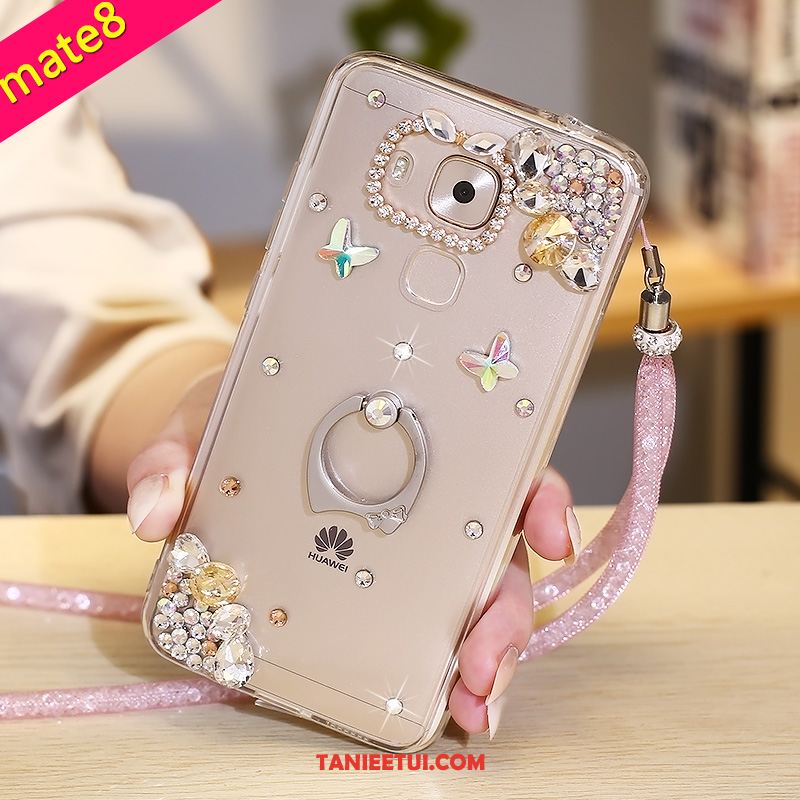 Etui Huawei Mate 8 Klamra Ring Wiszące Ozdoby, Obudowa Huawei Mate 8 Telefon Komórkowy Silikonowe Rhinestone