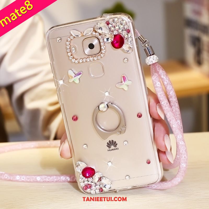 Etui Huawei Mate 8 Klamra Ring Wiszące Ozdoby, Obudowa Huawei Mate 8 Telefon Komórkowy Silikonowe Rhinestone