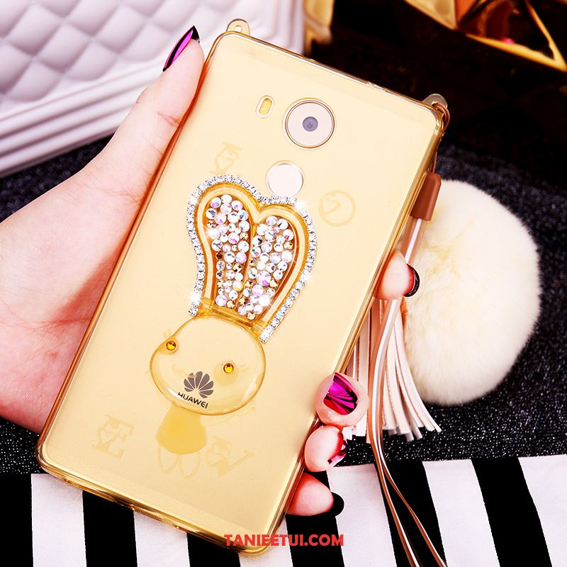 Etui Huawei Mate 8 Niebieski Miękki Rhinestone, Pokrowce Huawei Mate 8 Futrzany Pompon Telefon Komórkowy Silikonowe