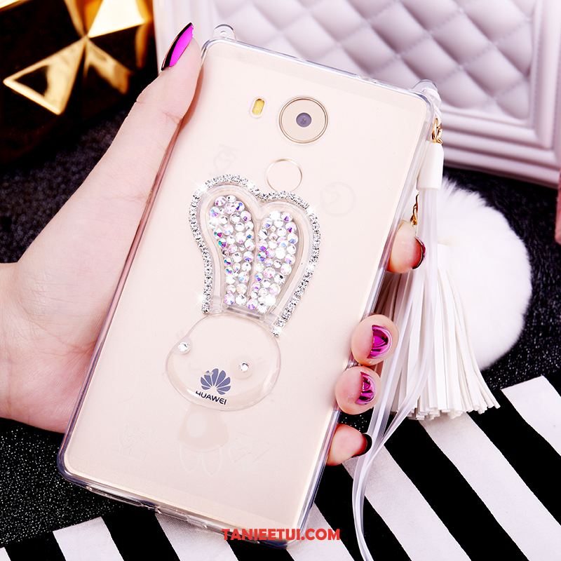 Etui Huawei Mate 8 Niebieski Miękki Rhinestone, Pokrowce Huawei Mate 8 Futrzany Pompon Telefon Komórkowy Silikonowe