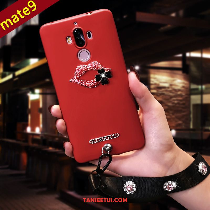 Etui Huawei Mate 9 Telefon Komórkowy Rhinestone Silikonowe, Obudowa Huawei Mate 9 Czerwony Nubuku Anti-fall