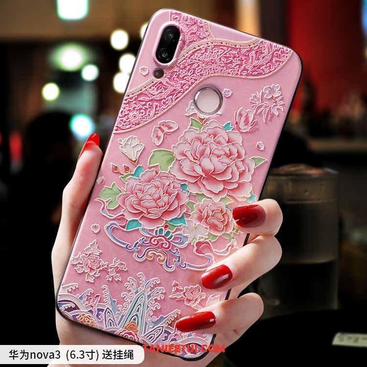 Etui Huawei Nova 3 All Inclusive Wiszące Ozdoby Tendencja, Futerał Huawei Nova 3 Ochraniacz Różowe Chiński Styl