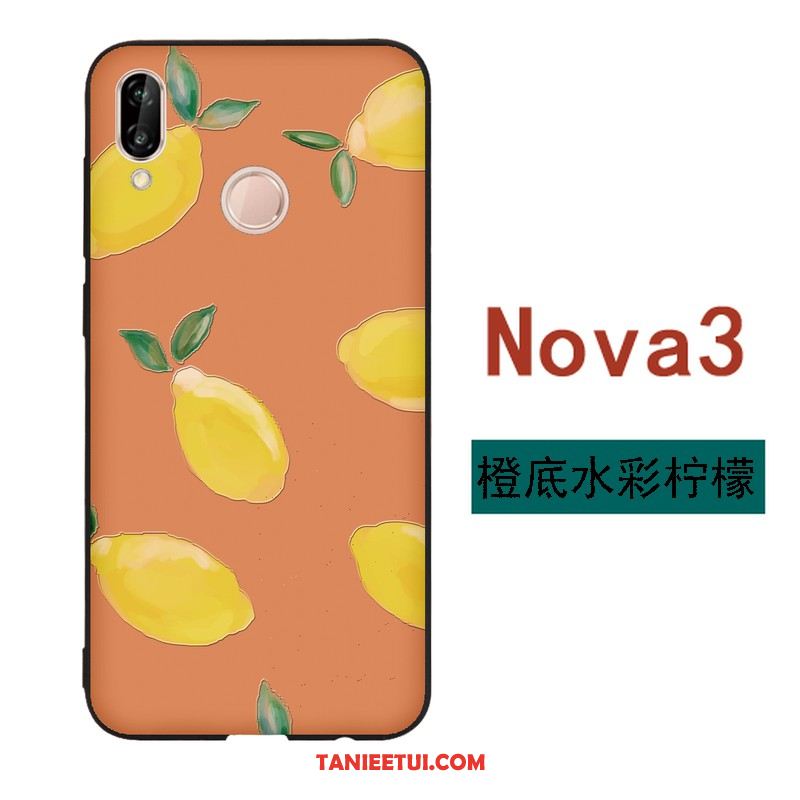 Etui Huawei Nova 3 Anti-fall Żółty Silikonowe, Pokrowce Huawei Nova 3 Kreskówka Miękki Czarny