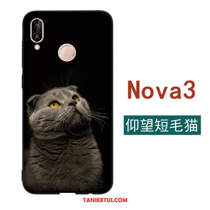 Etui Huawei Nova 3 Cienka Silikonowe Relief, Pokrowce Huawei Nova 3 Kotek Nubuku Moda