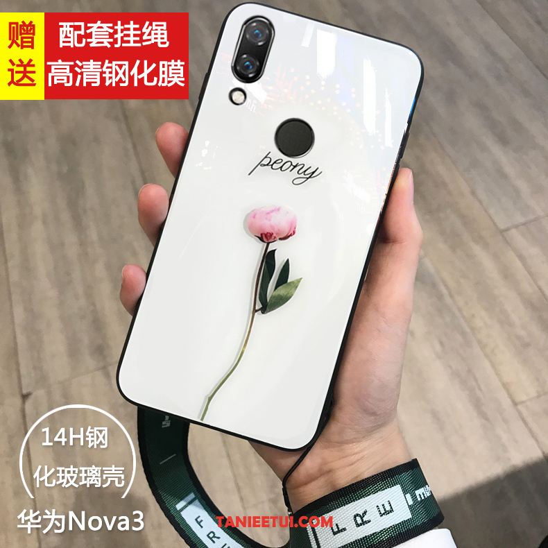 Etui Huawei Nova 3 Czerwony Netto Młodzież Świeży, Obudowa Huawei Nova 3 Mały Osobowość Szkło