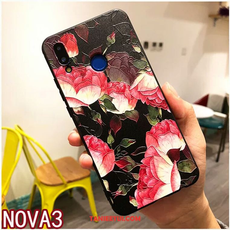 Etui Huawei Nova 3 Miękki Świeży Relief, Obudowa Huawei Nova 3 Ochraniacz Czerwony Anti-fall