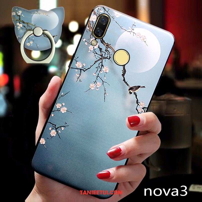 Etui Huawei Nova 3 Wspornik Klamra Osobowość, Futerał Huawei Nova 3 Niebieski Ring Anti-fall