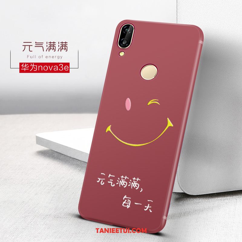 Etui Huawei Nova 3e Zakochani Czerwony Czerwony Netto, Obudowa Huawei Nova 3e Anti-fall Nubuku Miękki