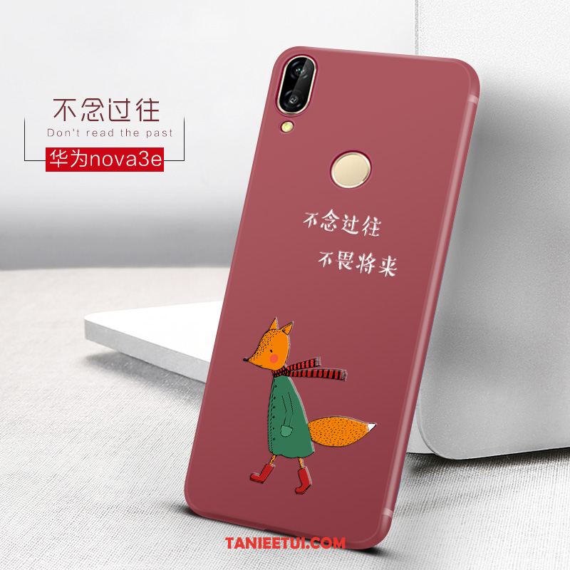 Etui Huawei Nova 3e Zakochani Czerwony Czerwony Netto, Obudowa Huawei Nova 3e Anti-fall Nubuku Miękki