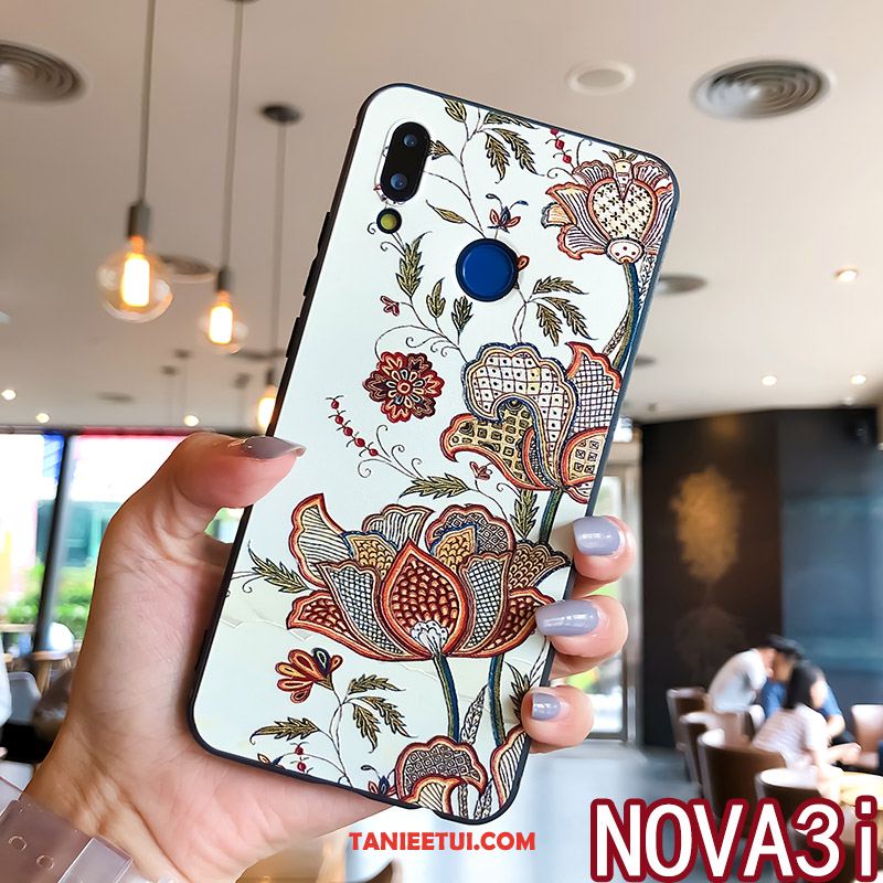 Etui Huawei Nova 3i All Inclusive Biały Kwiatowa, Futerał Huawei Nova 3i Wiszące Ozdoby Miękki Anti-fall