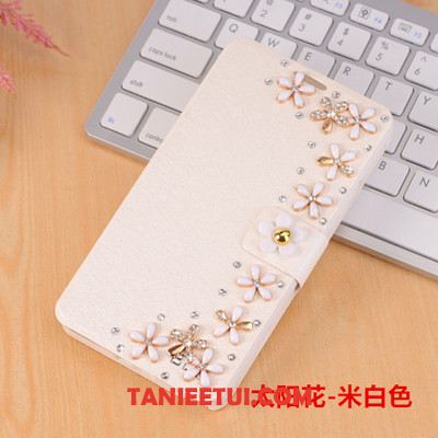 Etui Huawei Nova 3i Telefon Komórkowy Klapa Skórzany Futerał, Obudowa Huawei Nova 3i Anti-fall Biały Rhinestone