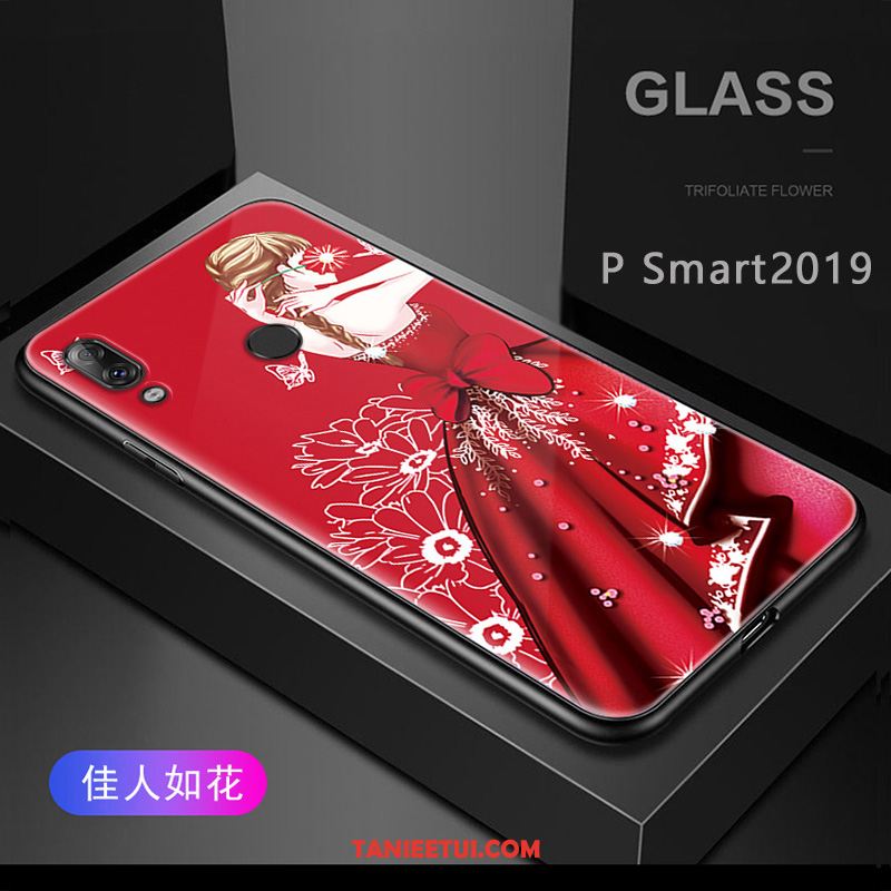 Etui Huawei P Smart 2019 Ochraniacz Wzór Czerwony Netto, Obudowa Huawei P Smart 2019 Nubuku Silikonowe Czarny