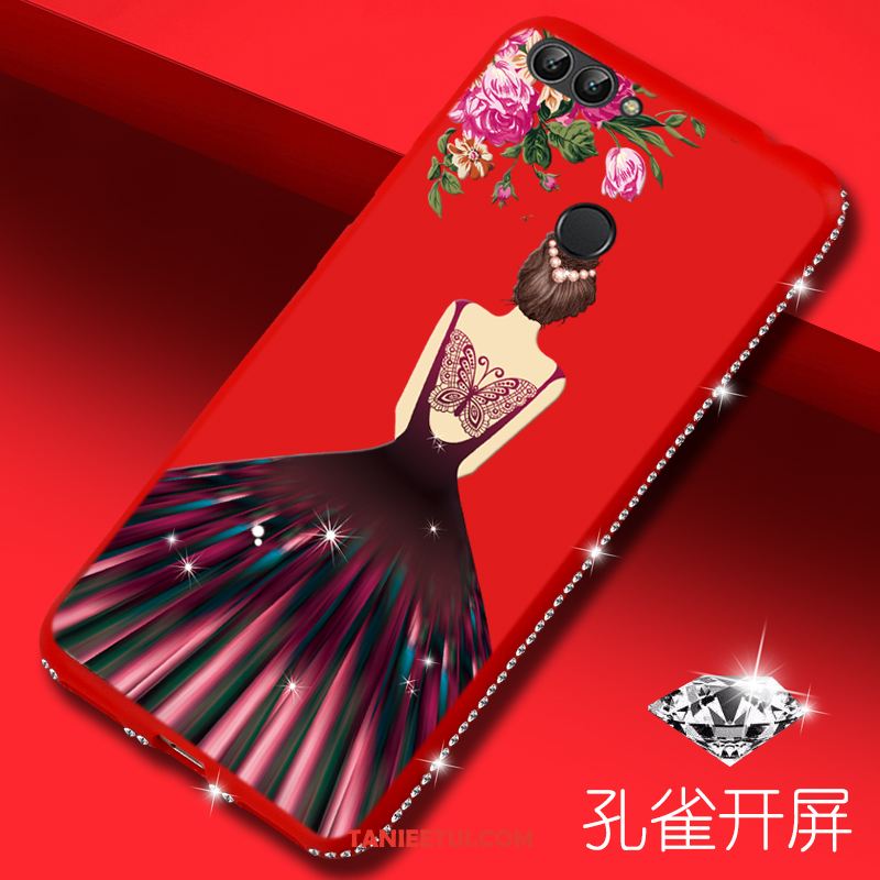 Etui Huawei P Smart Rhinestone Telefon Komórkowy Czerwony, Obudowa Huawei P Smart Kreskówka