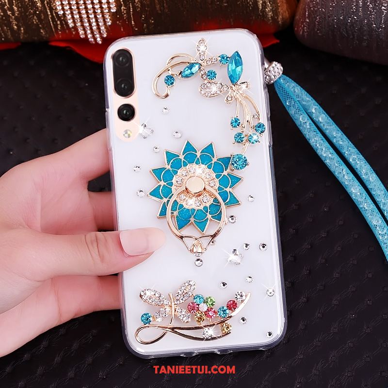 Etui Huawei P20 Pro Purpurowy Przezroczysty Rhinestone, Obudowa Huawei P20 Pro Wiszące Ozdoby Miękki Telefon Komórkowy