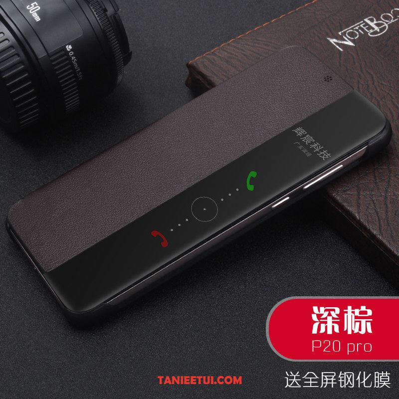 Etui Huawei P20 Pro Skórzany Futerał Szary Klapa, Pokrowce Huawei P20 Pro Prawdziwa Skóra Telefon Komórkowy Ochraniacz