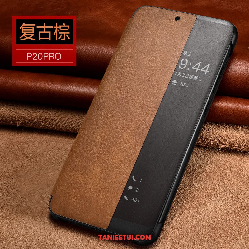 Etui Huawei P20 Pro Skórzany Futerał Telefon Komórkowy Czarny, Pokrowce Huawei P20 Pro Prawdziwa Skóra